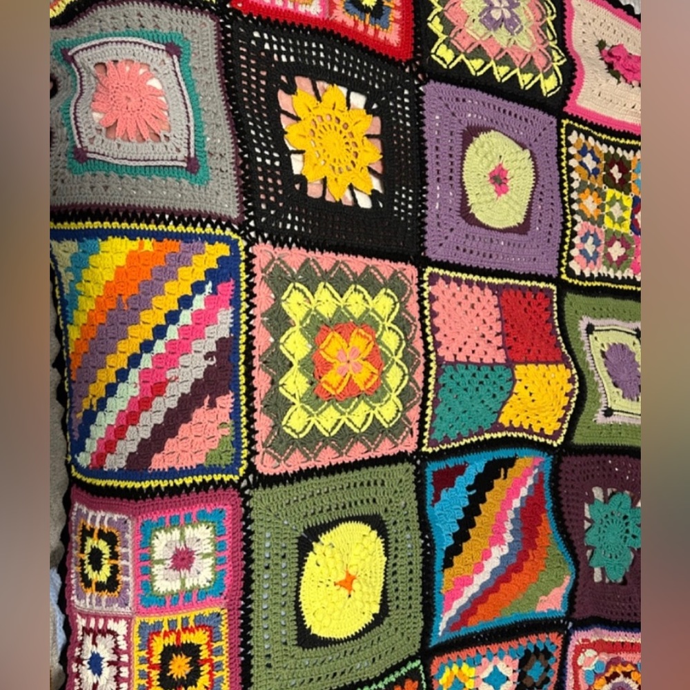 Handmade Crochet OOAK Grandma squares  (throw size)